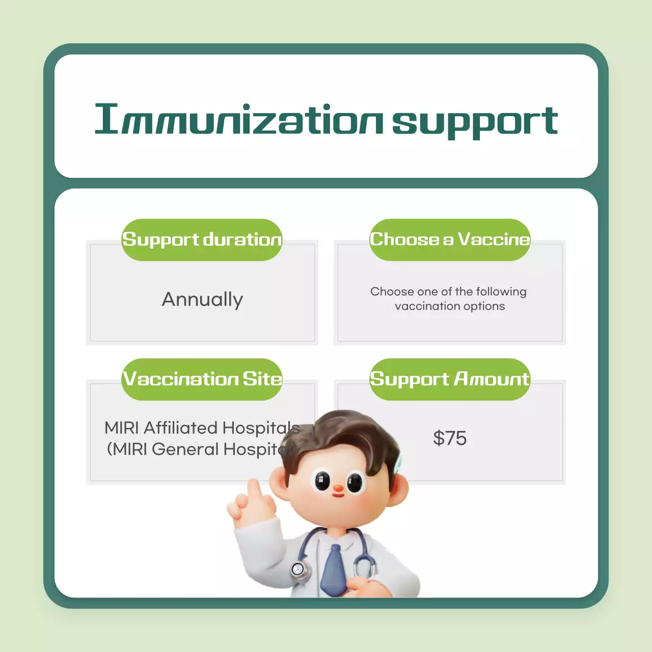 Guia de vacinação moderna verde Carrossel do Instagram