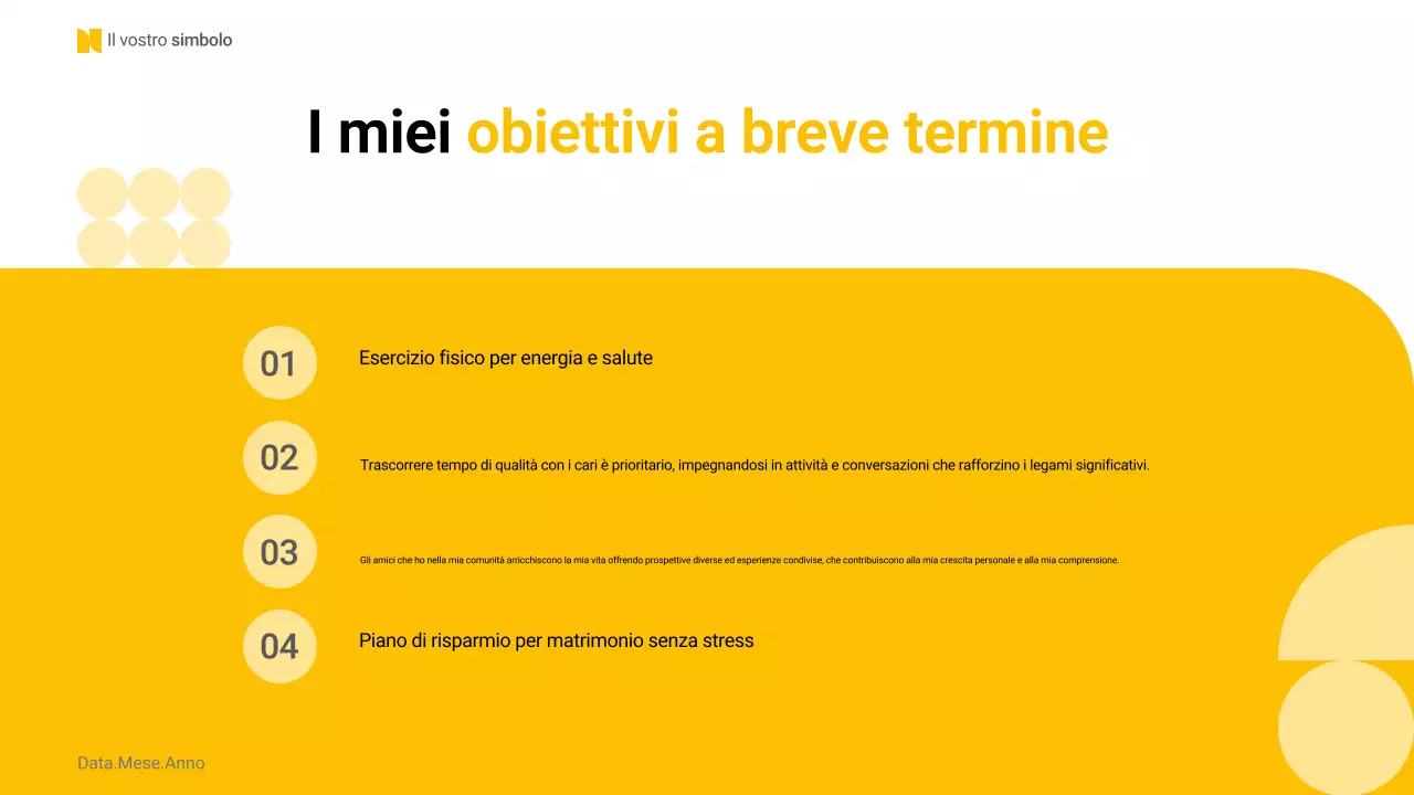 layout giallo di base per l'autopresentazione