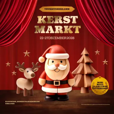 rode vintage aankondiging van een kerstevenement