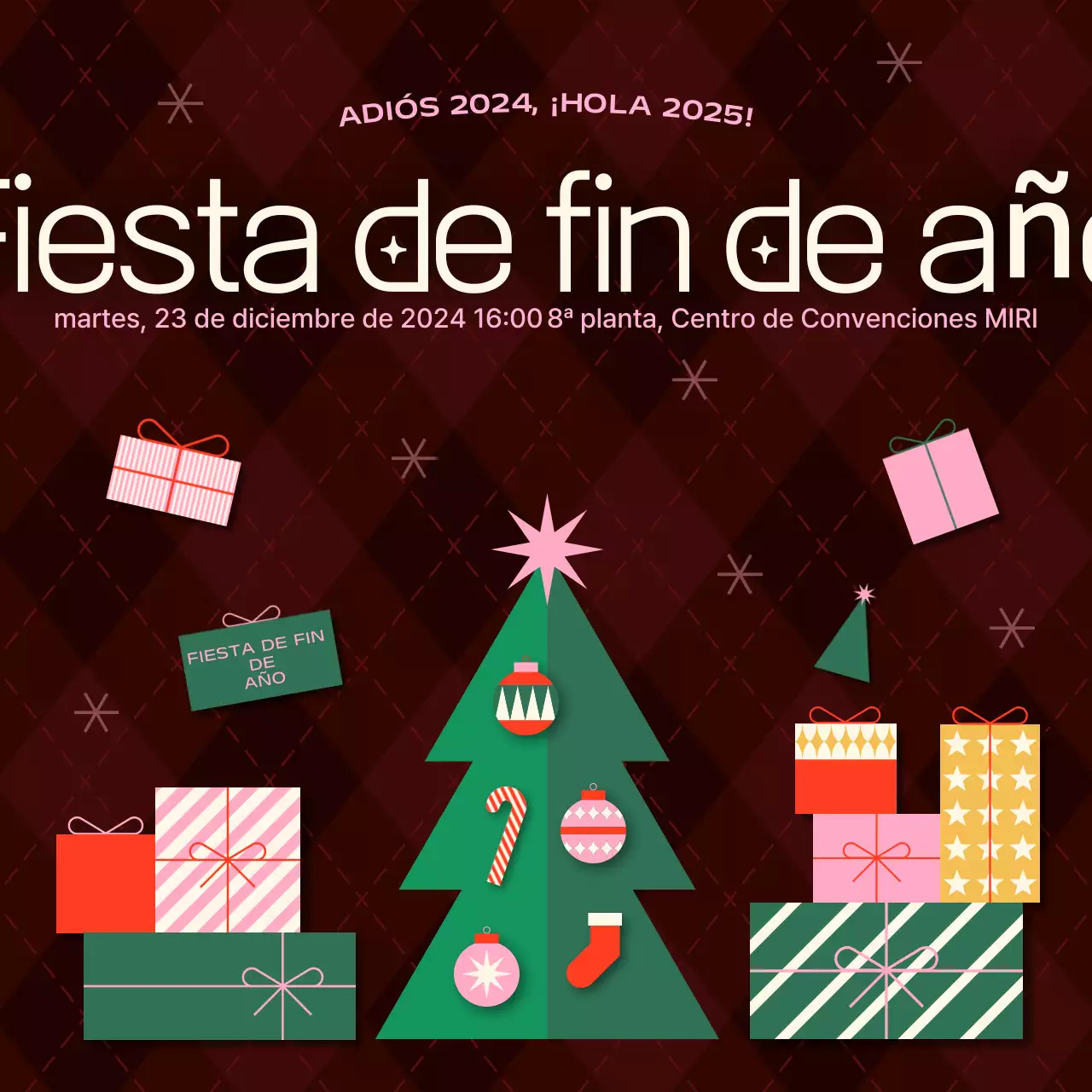 Burgundy Gift Box Fiesta de Navidad