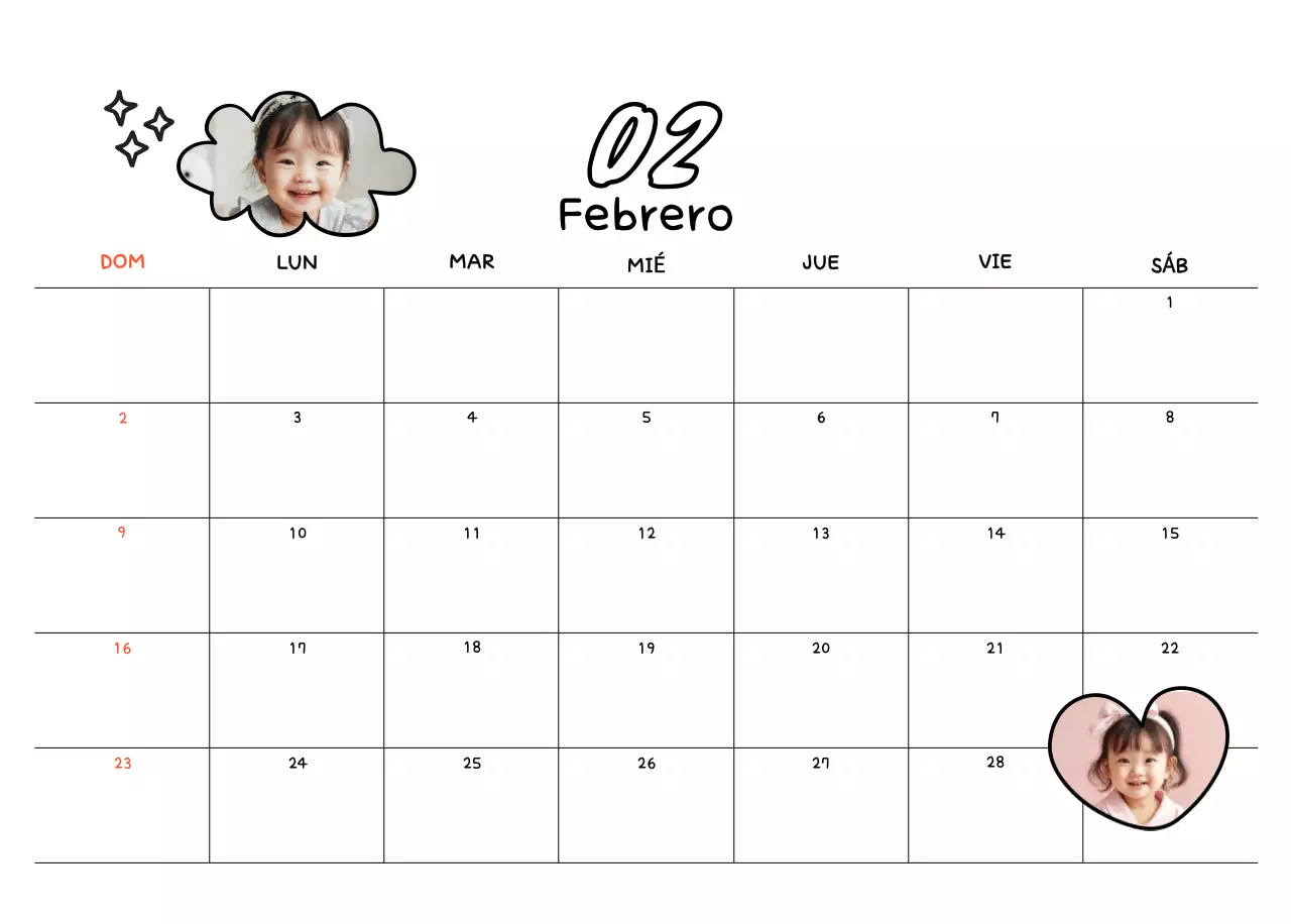 Bonito calendario con fotos de Año Nuevo