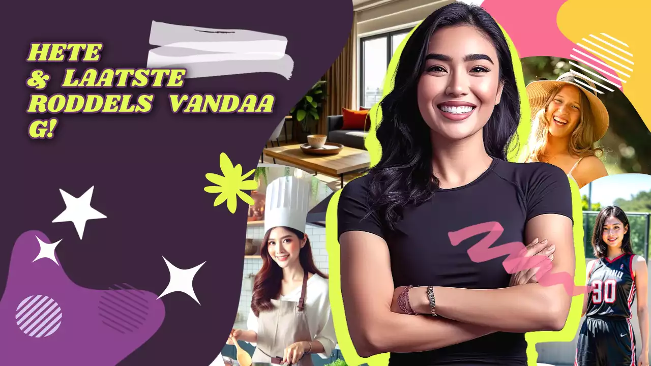 paarse trendy roddel aankondiging