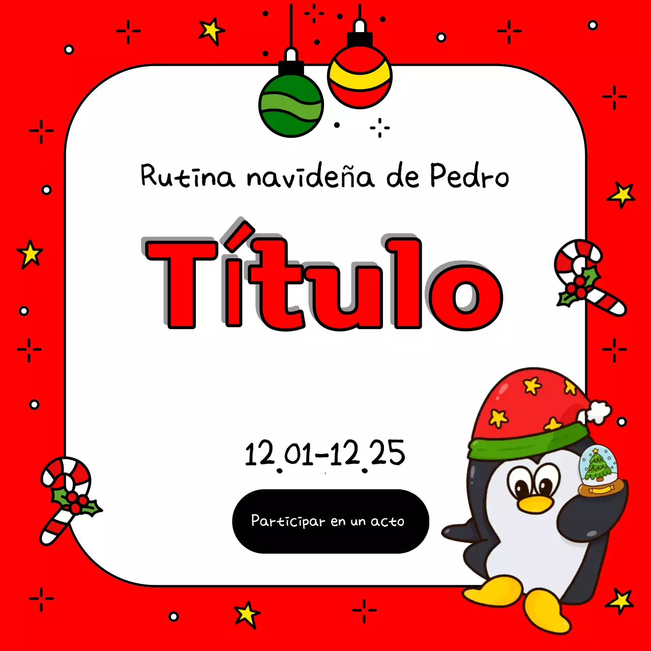 Anuncia tu evento navideño en rojo y verde con este simpático anuncio de eventos navideños
