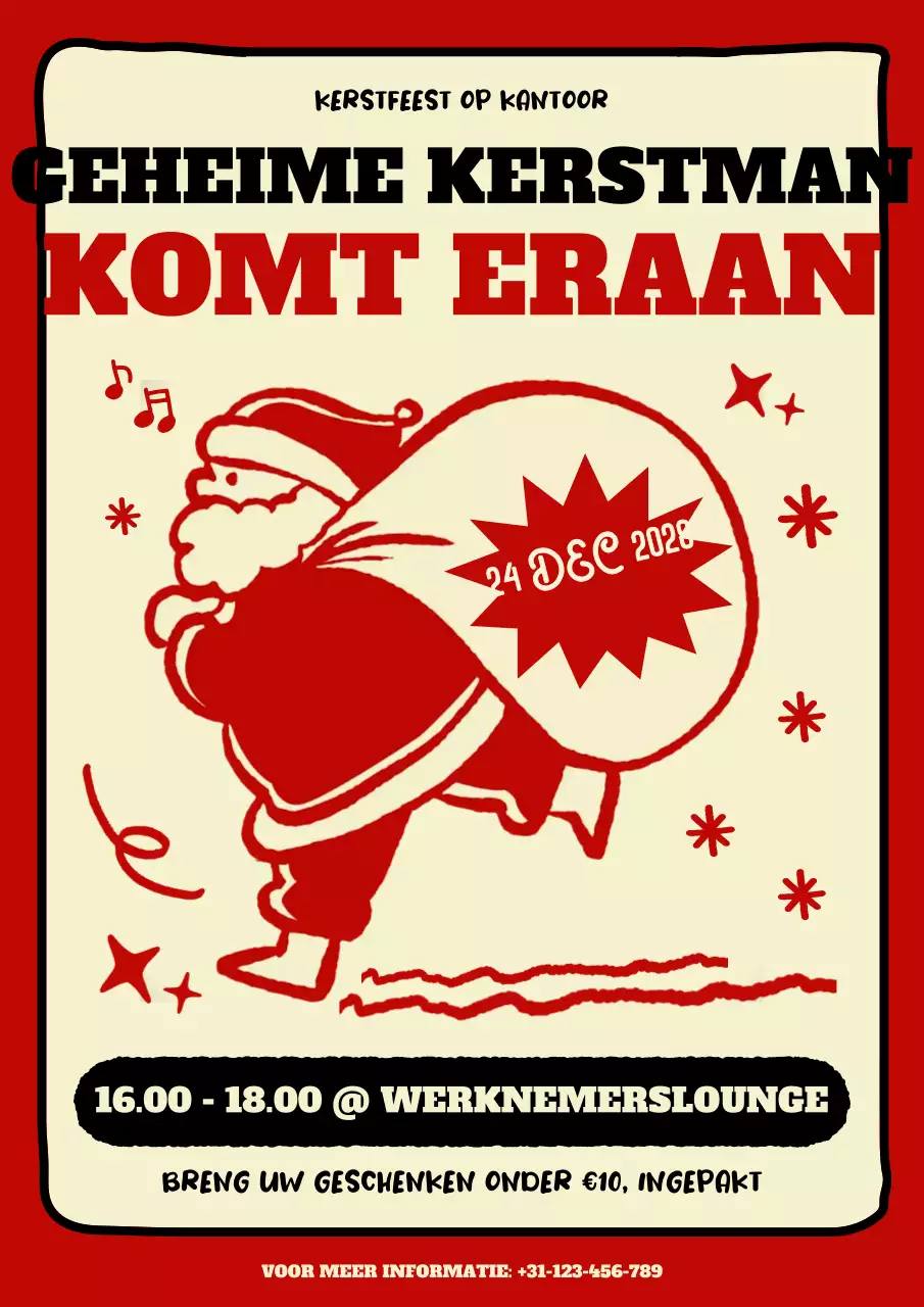 rode retro kerstuitnodiging