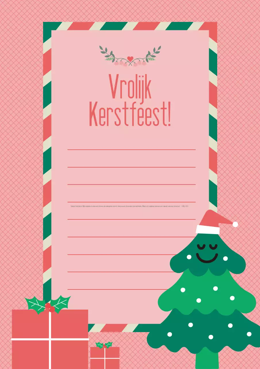 Roze gezellige kerstkaart