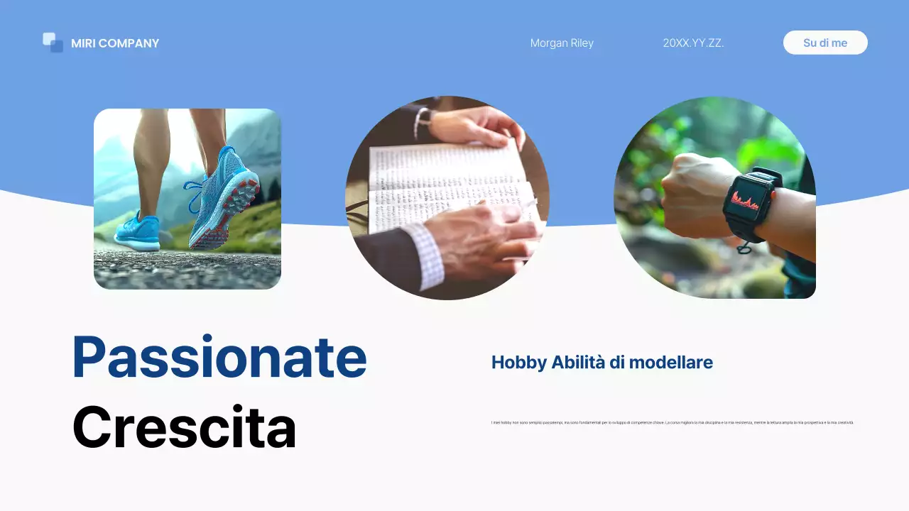 passo di autopresentazione moderno e blu