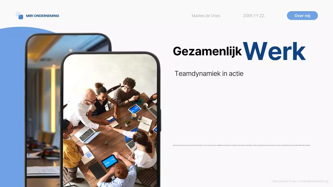 blauwe moderne zelfintroductie pitch