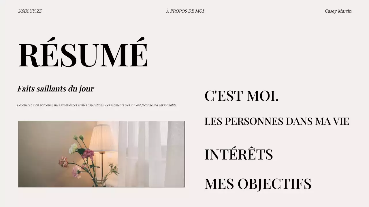 beige moderne pitch d'auto-introduction