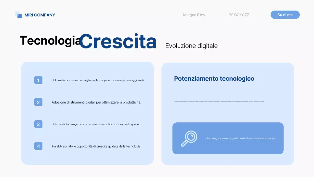 passo di autopresentazione moderno e blu