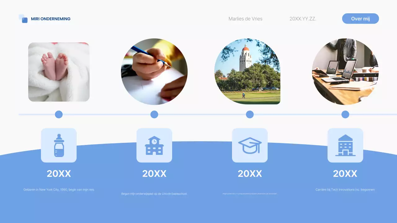 blauwe moderne zelfintroductie pitch