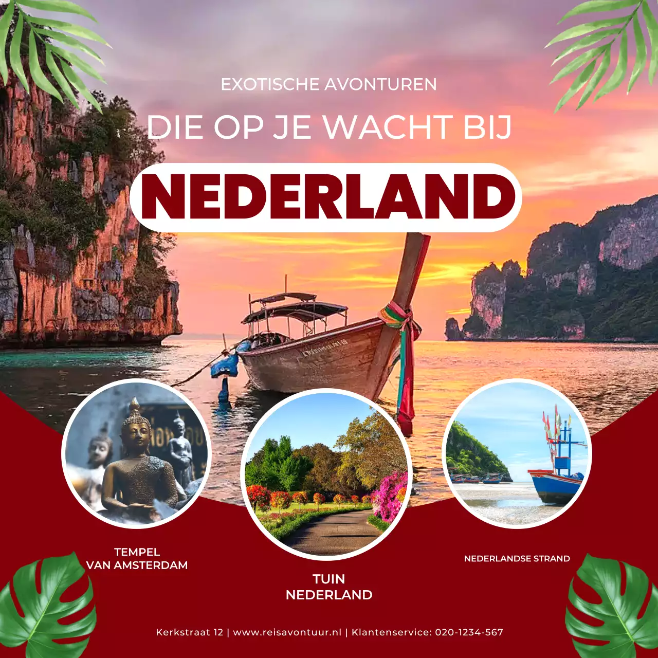 maroon tropische reis promotie