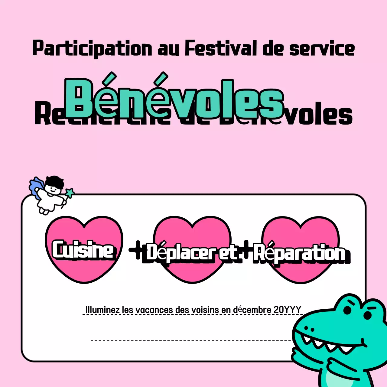 Possibilités de bénévolat pour les vacances roses