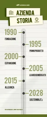 infografica sulla storia dell'azienda verde e moderna
