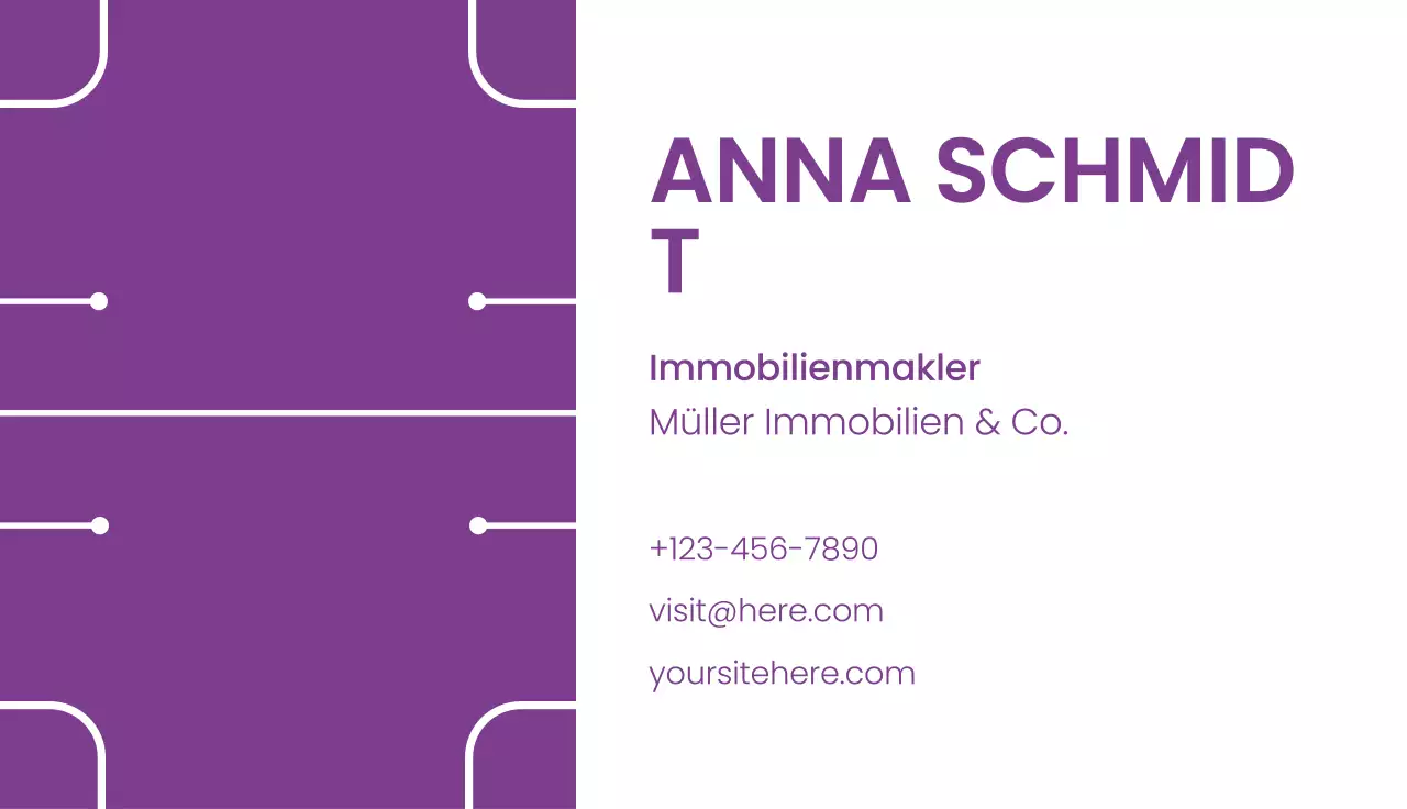 lila moderne Immobilien-Visitenkarte