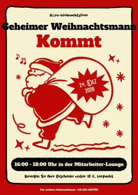 rote Retro-Weihnachtseinladung