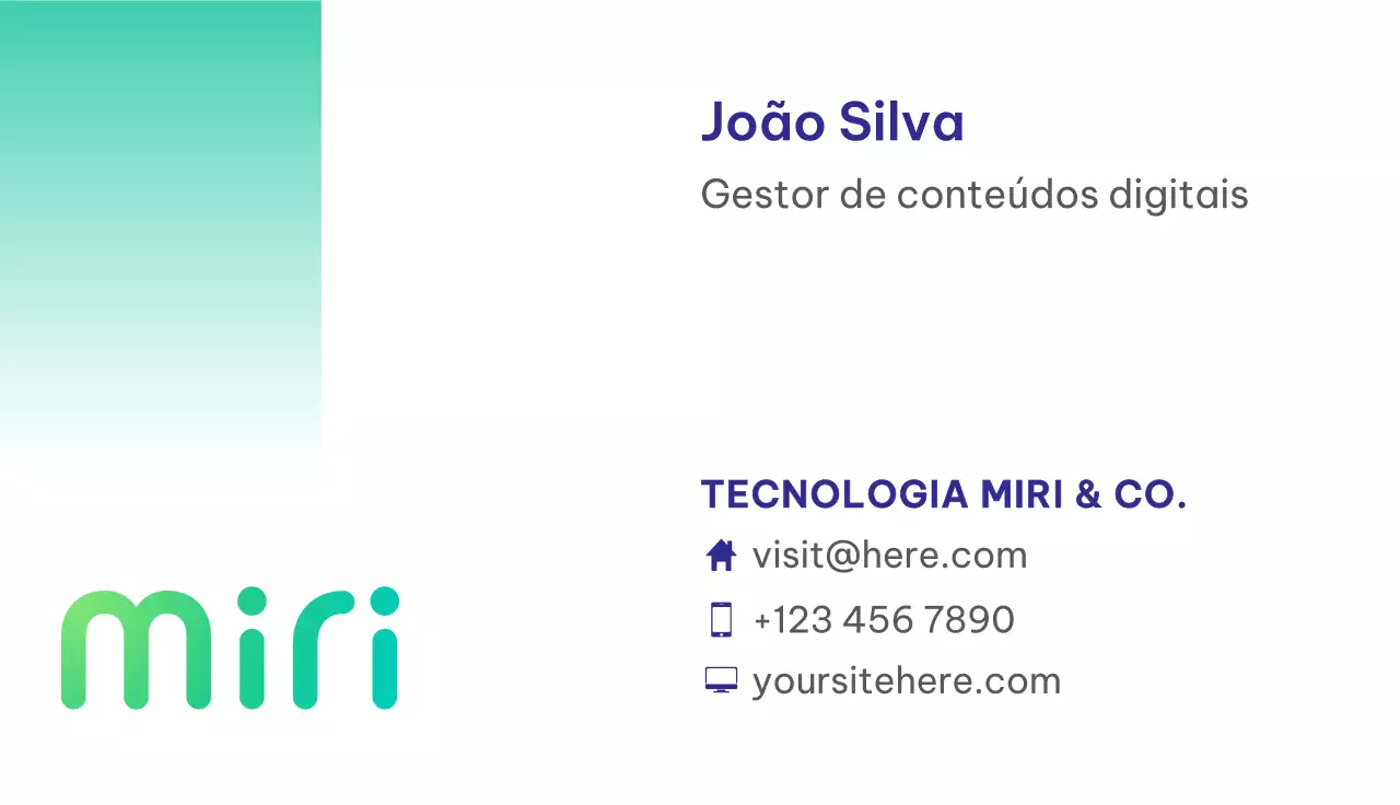 cartão de visita moderno em azul-petróleo