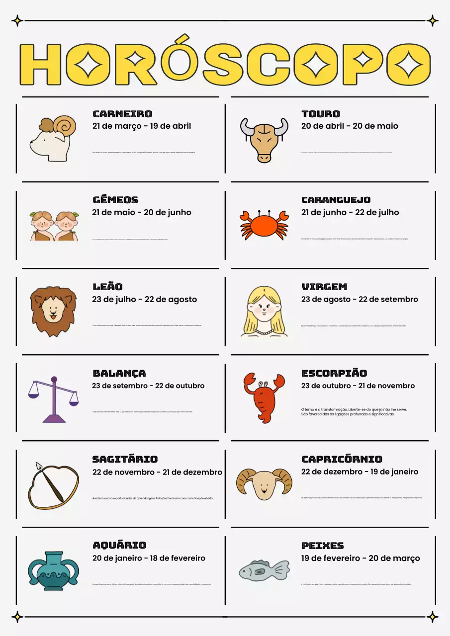 guia do horóscopo moderno amarelo