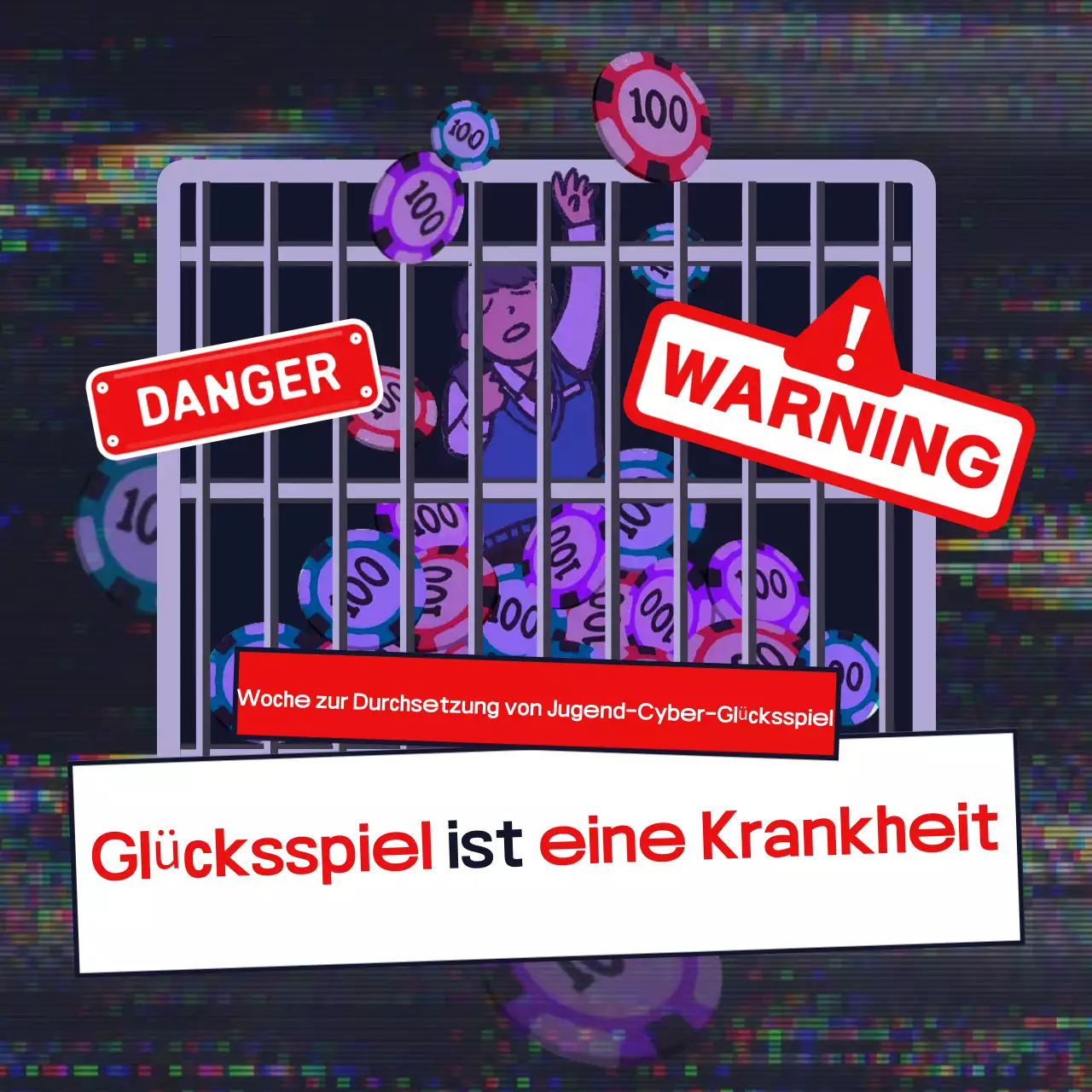 Rote Cyber-Glücksspiel-Präventionskampagne