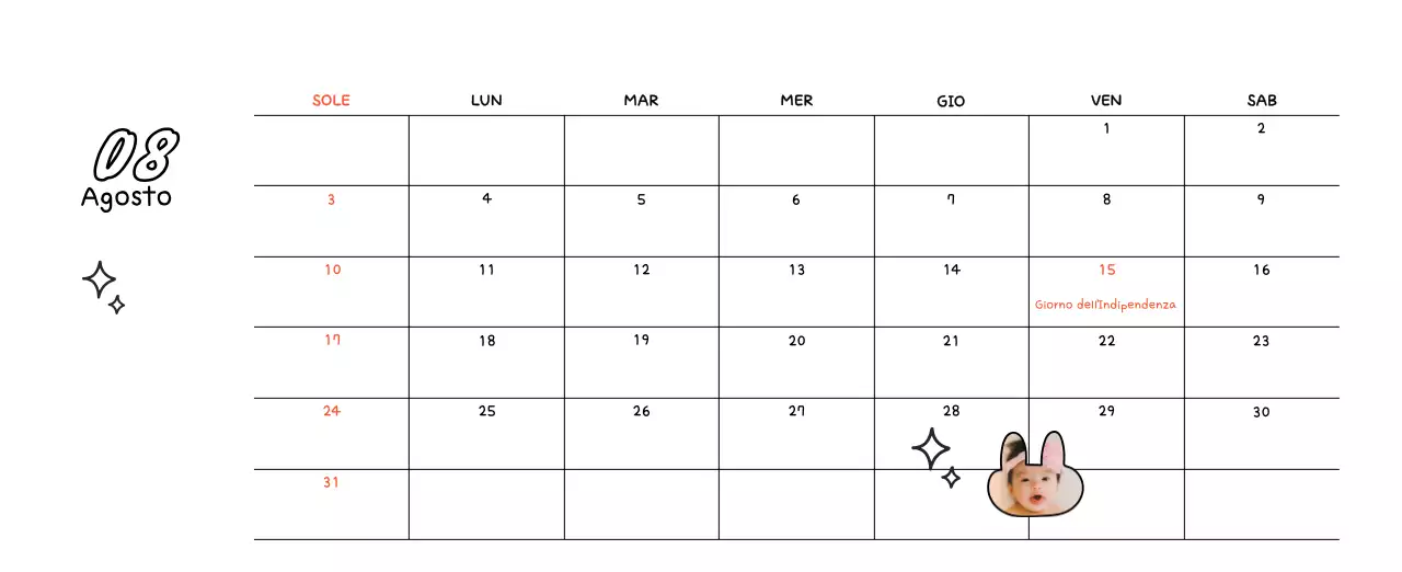 Calendario fotografico di Capodanno