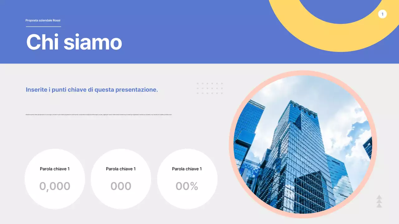 Una proposta dalle forme pulite in blu e giallo