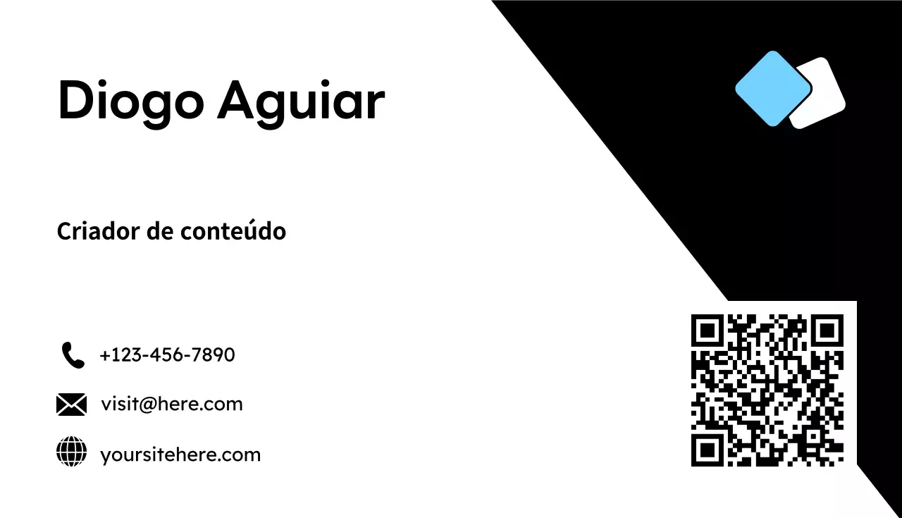 cartão de visita minimalista preto