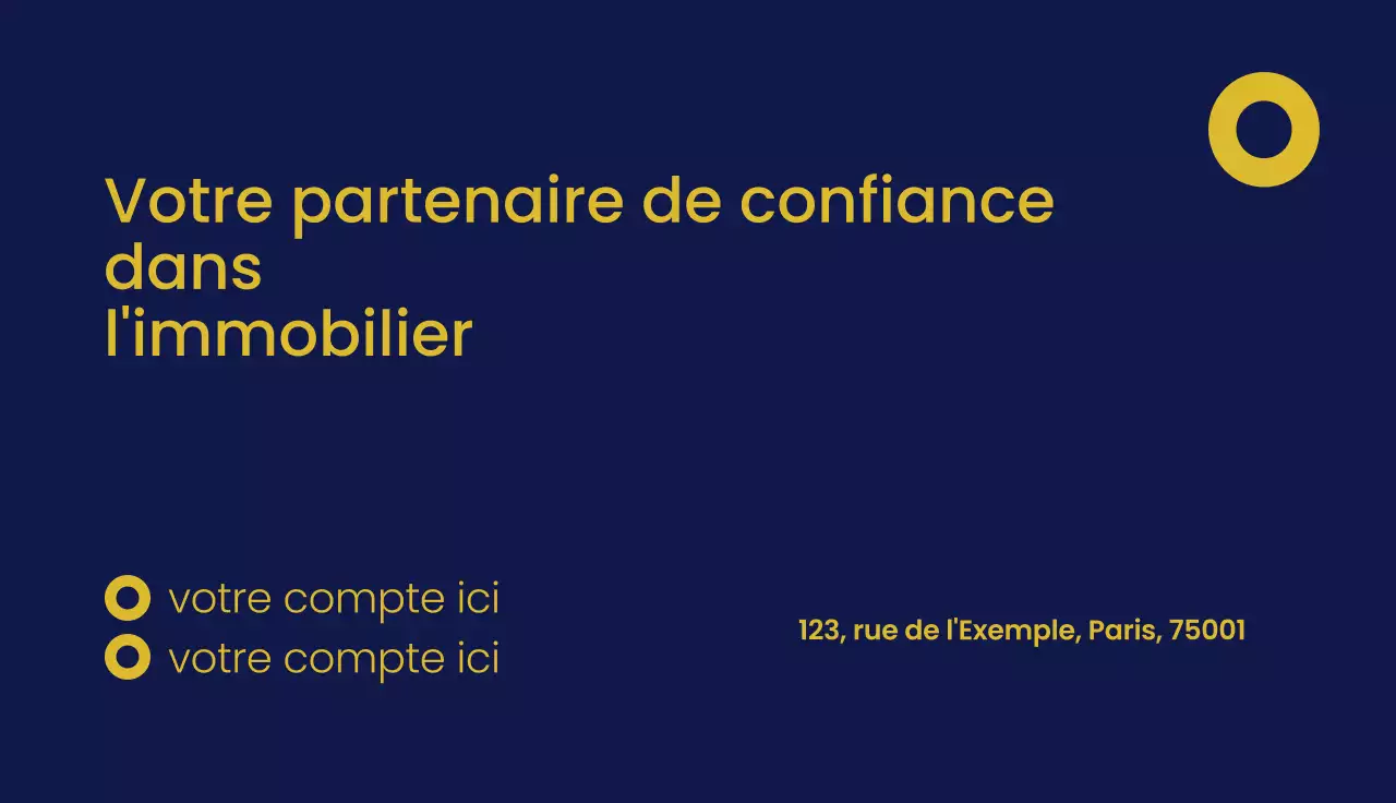 carte de visite jaune moderne pour l'immobilier