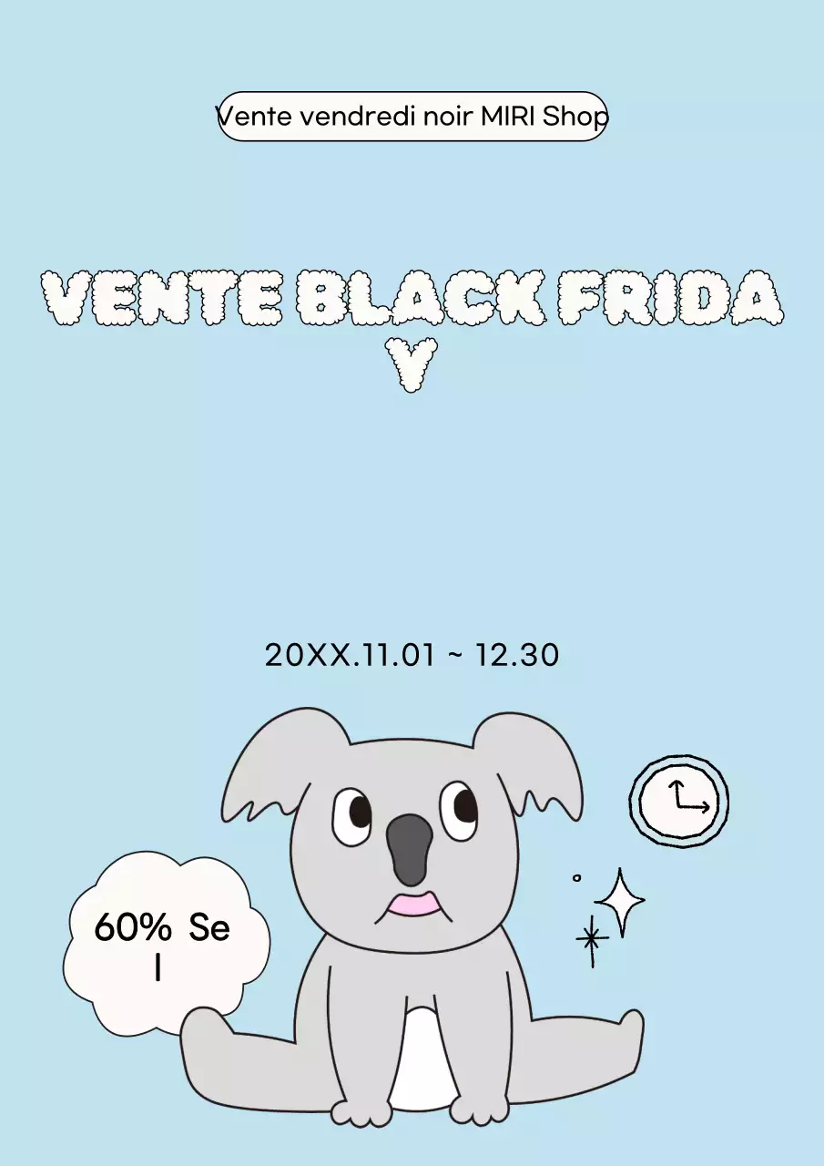 Les soldes du vendredi noir en bleu clair et mignon