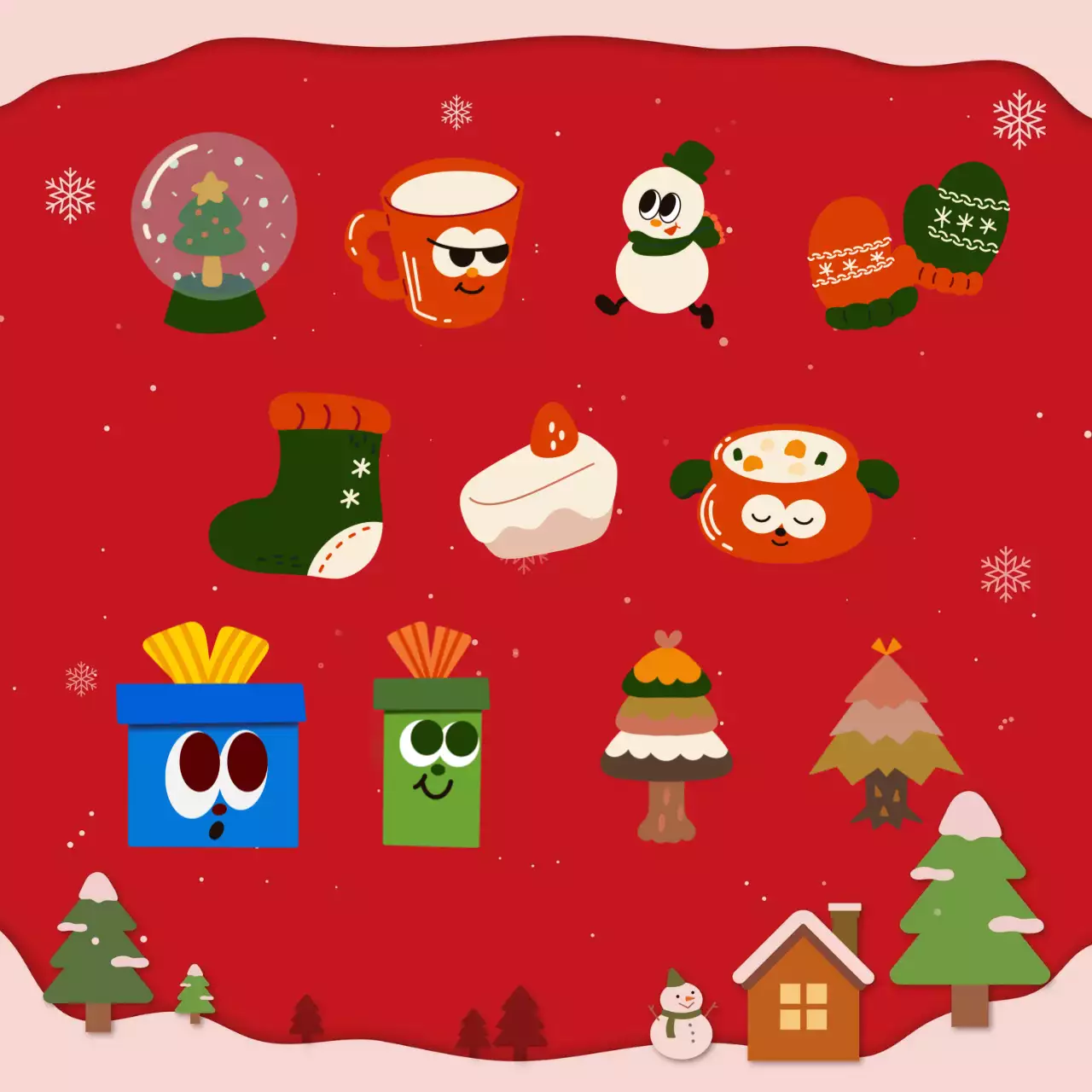 Red Festive Winter Advertisement Instagram Carousel