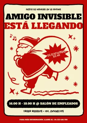 Invitación navideña retro roja