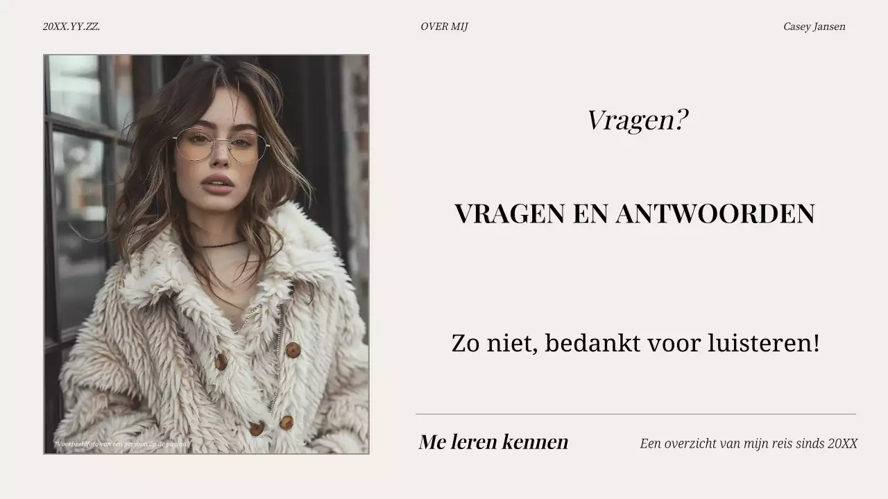 beige moderne zelfintroductie pitch