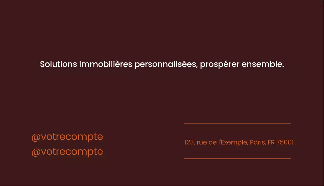 carte de visite moderne orange pour l'immobilier