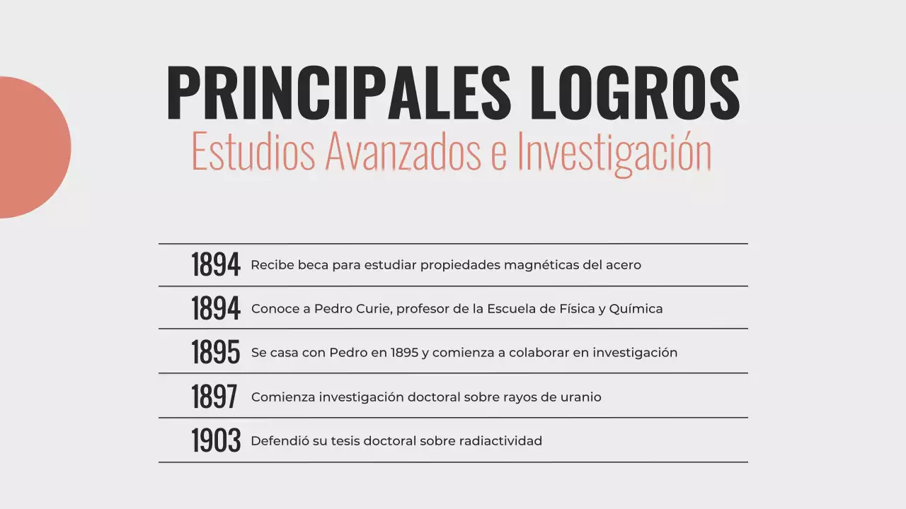 Explorando la vida de Marie Curie Presentación minimalista