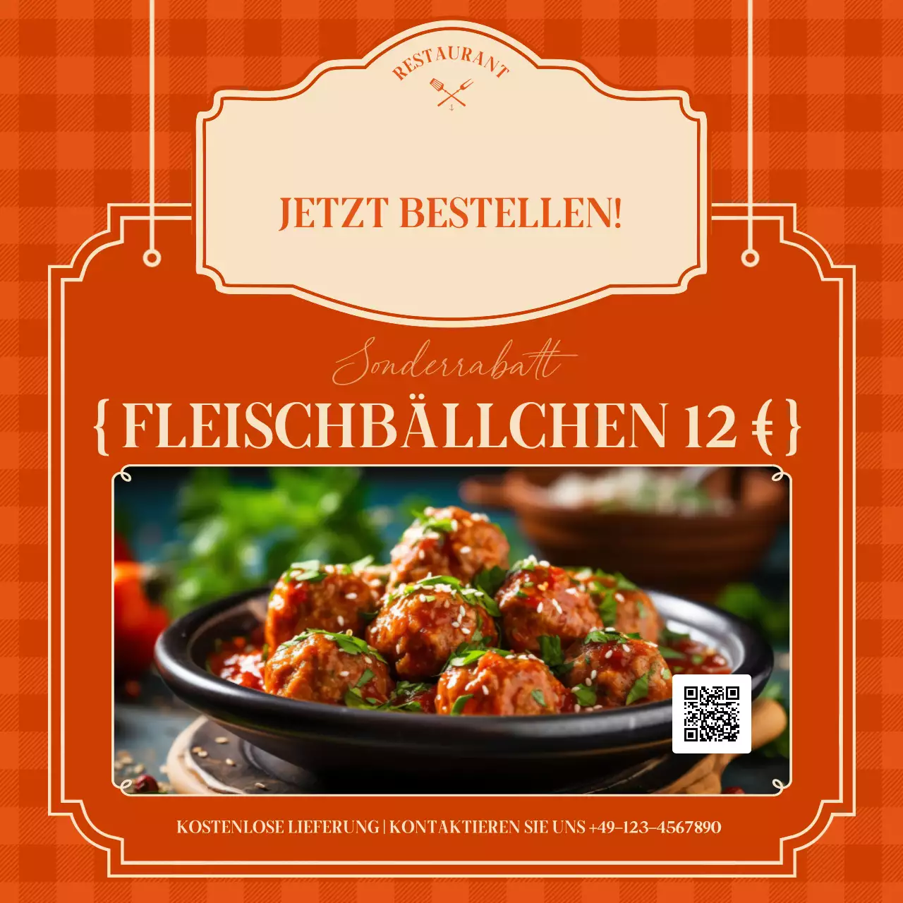 orange Retro-Lebensmittelwerbung