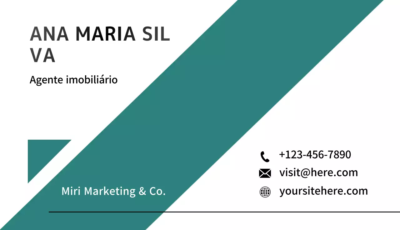 cartão imobiliário moderno em azul-petróleo