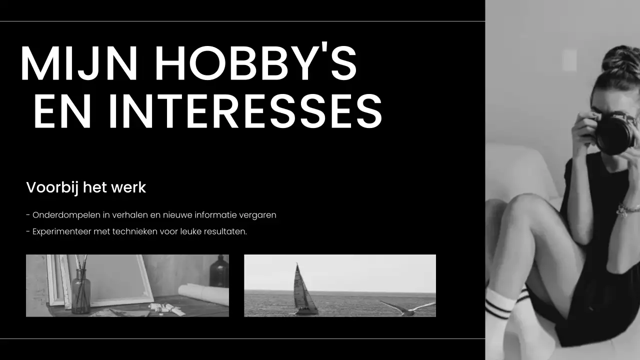 zwart-wit moderne zelf-introductie portfolio