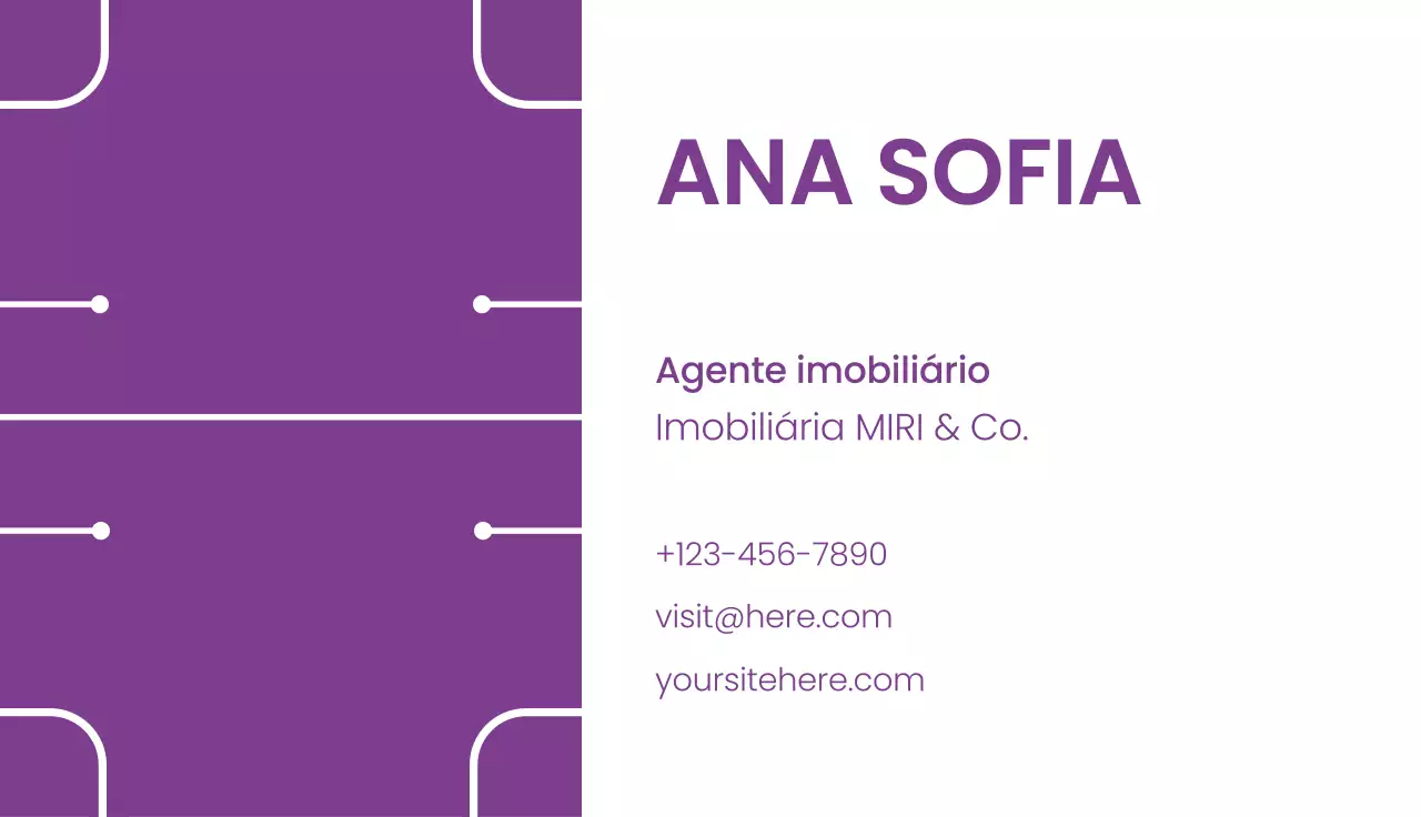 cartão de visita imobiliário moderno roxo