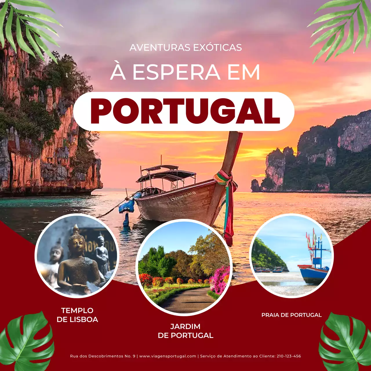 promoção de viagens tropical maroon