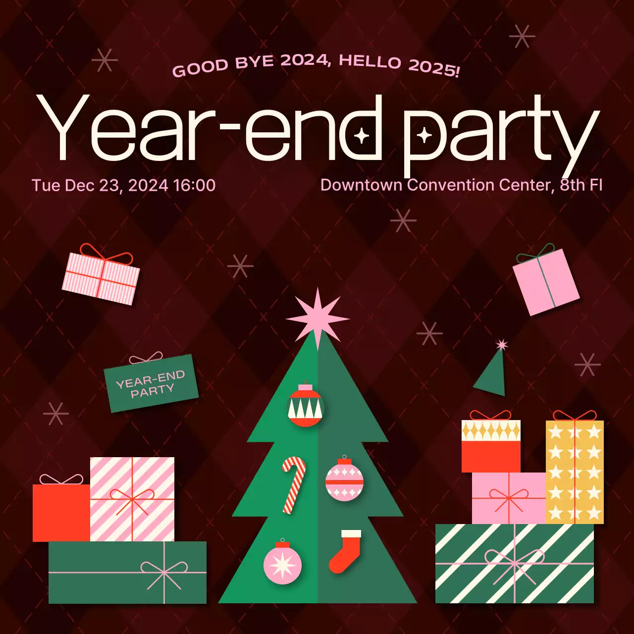 Burgundy Gift Box Holiday Party Event