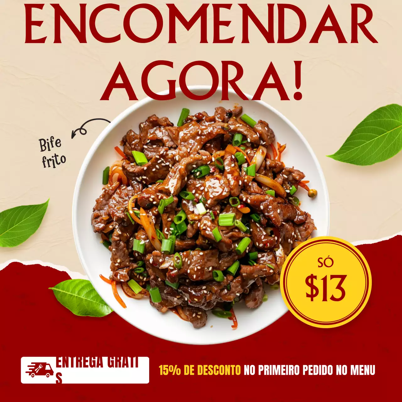anúncio de comida moderna vermelha