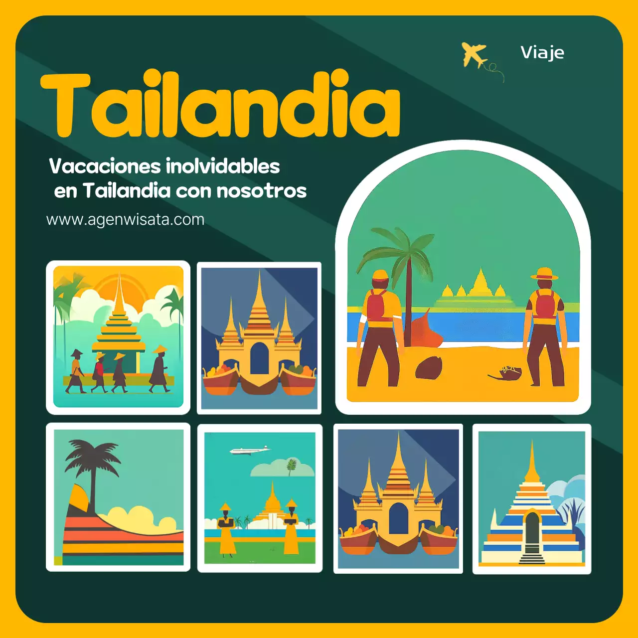 promoción de viajes retro amarillo