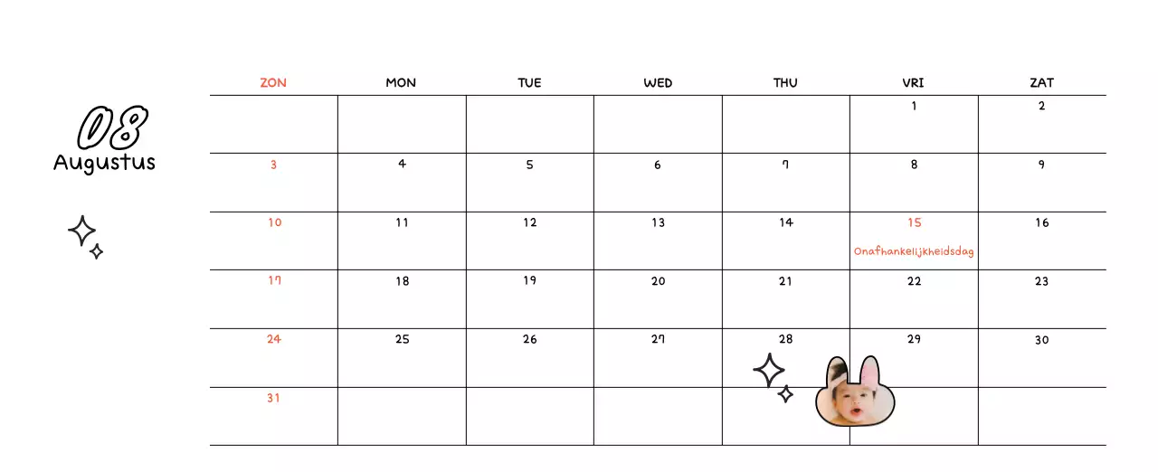 Schattige nieuwjaarskalender