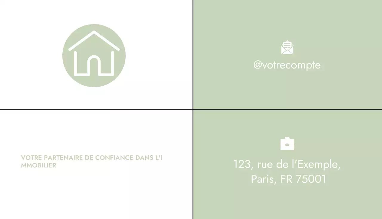 Carte de visite immobilière minimale sage