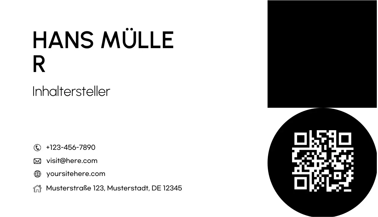 schwarze minimalistische Visitenkarte