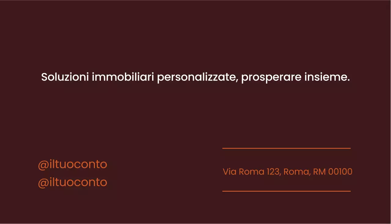 biglietto da visita moderno arancione per il settore immobiliare