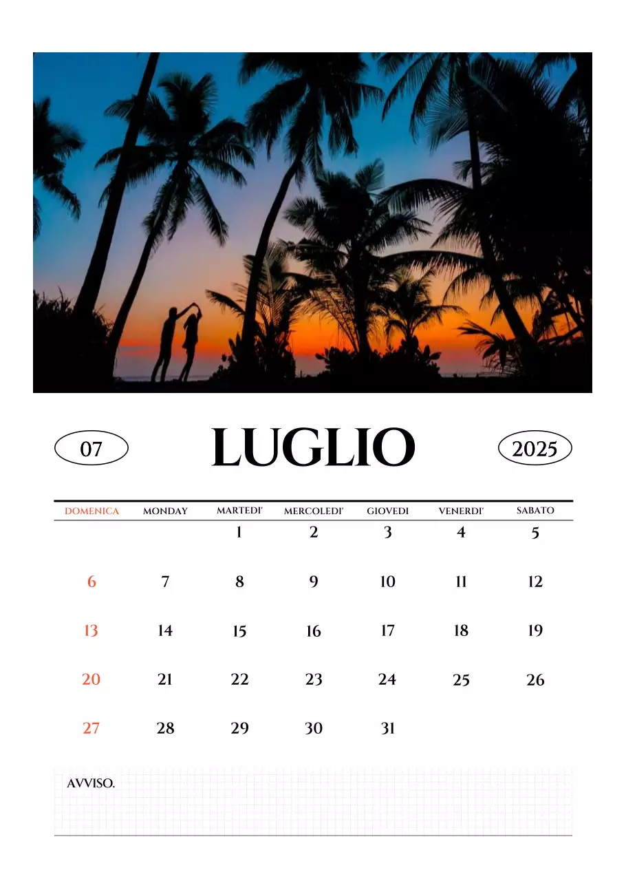 Calendario fotografico semplice