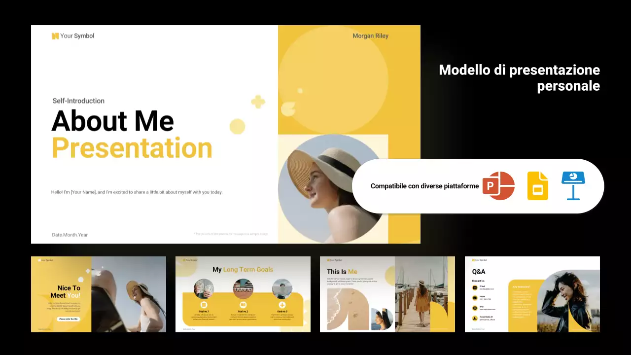layout giallo di base per l'autopresentazione