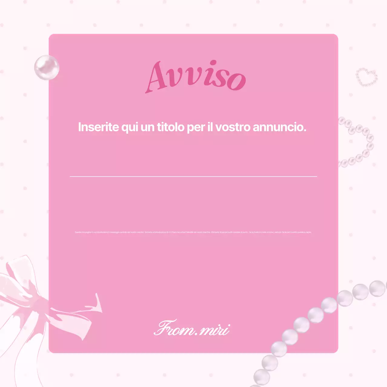 Una pubblicità del marchio rosa e adorabile
