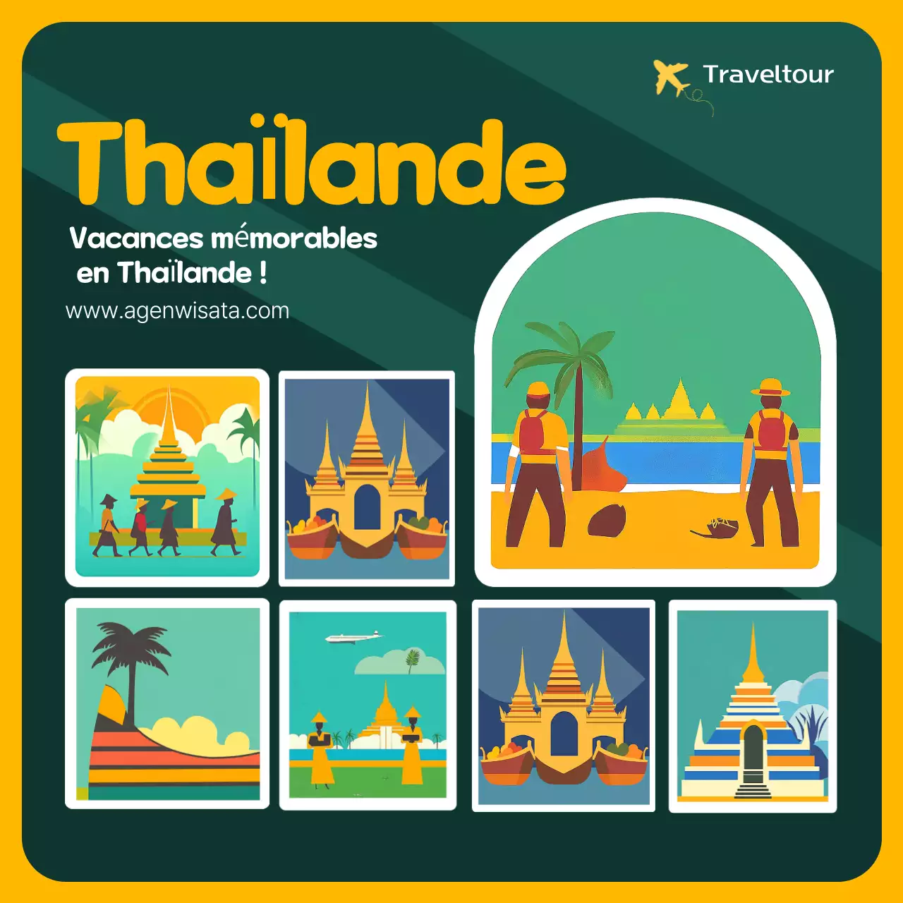 promotion de voyage rétro jaune