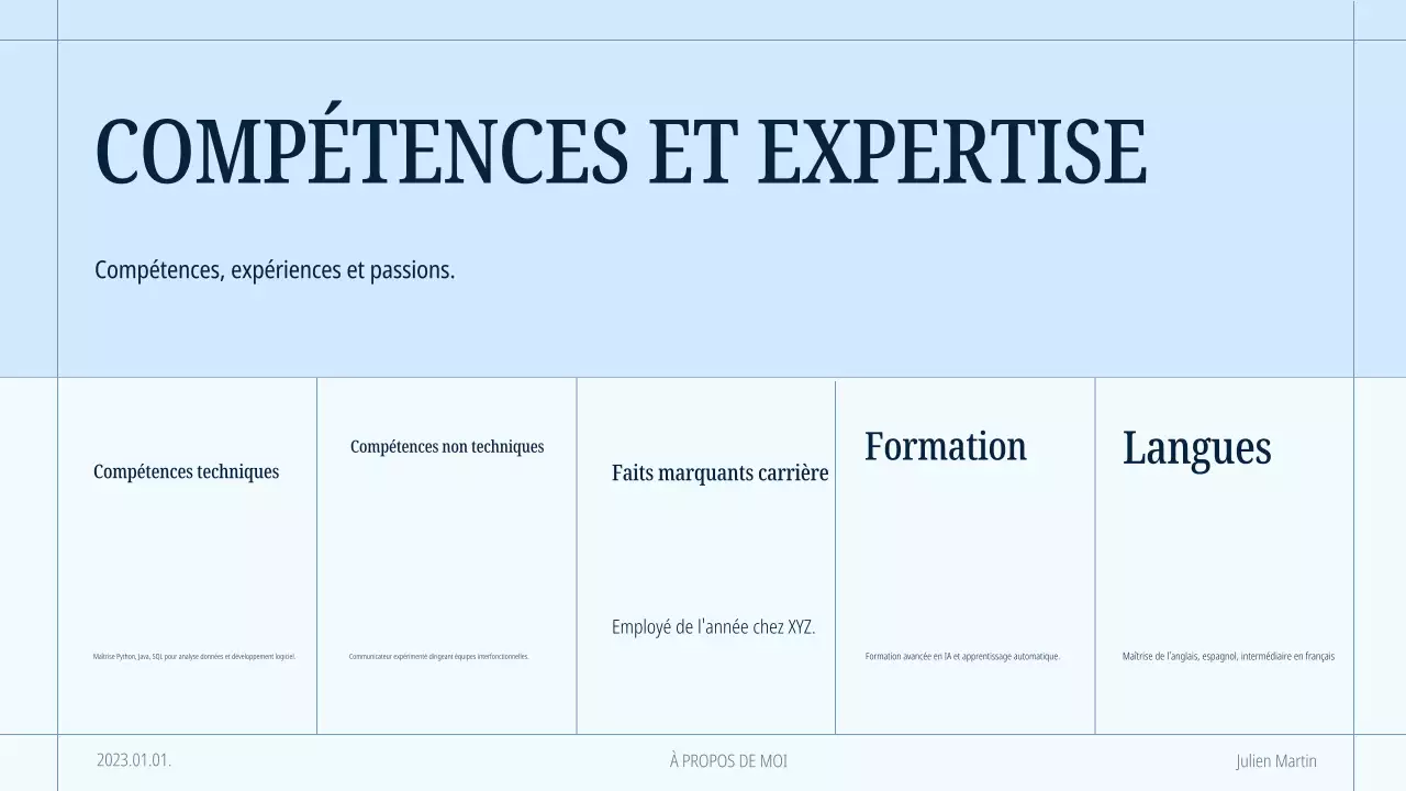 portfolio d'auto-présentation moderne bleu