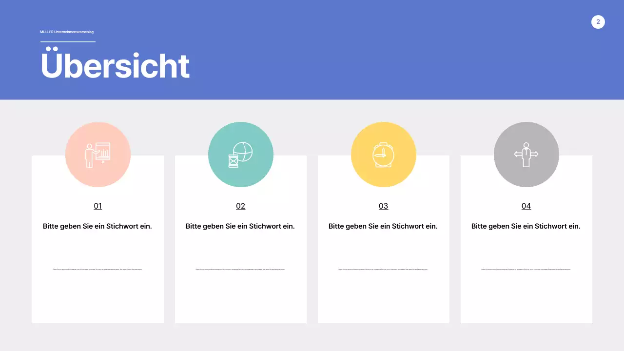 Ein Vorschlag mit klaren Formen in Blau und Gelb